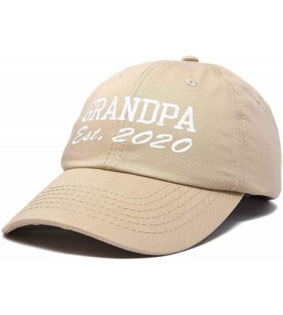 Baseball Caps New Grandpa Hat Est 2019 2020 Fun Gift Embroidered Dad Hat Cotton Cap - Khaki - CT18RZCNUL2 $17.95