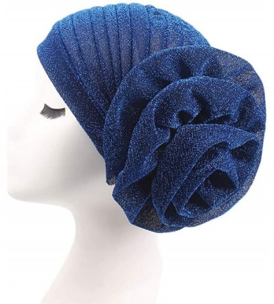 Skullies & Beanies Women's Muslim Floral Elastic Scarf Hat Stretch Turban Head Scarves Headwear Bandana for Cancer Chemo - Bl...