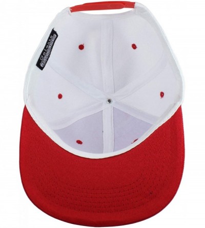 Baseball Caps Plain Blank Flat Brim Adjustable Snapback Baseball Caps Wholesale LOT 12 Pack - White/Red - C7186KL08CK $22.07