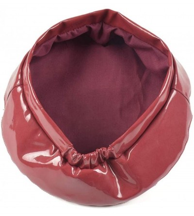 Berets Patent Leather French-Beret Hat PU Dancing Cap Captain Women - Red - CS18S77E7I0 $10.56