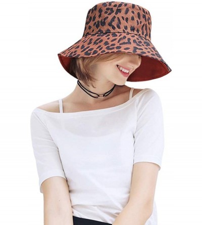 Bucket Hats Reversible Leopard Bucket Hats Women Fashion Floppy Sun Cap Packable Fisherman Hat - D-brown - C218QL43SIG $11.29