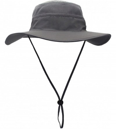 Sun Hats Men's Sun Hat UPF 50+ Wide Brim Bucket Hat Windproof Fishing Hats - Dark Gray - CL17YRUNMTC $12.86