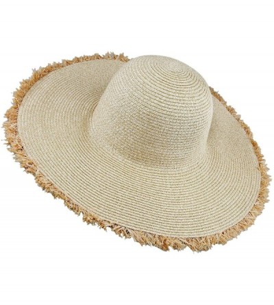 Sun Hats Women's Sun Hat- Wide Brim Floppy Roll Up UV Protection Straw Hat Beach Cap - 2-beige - CG18ED5S42C $27.87