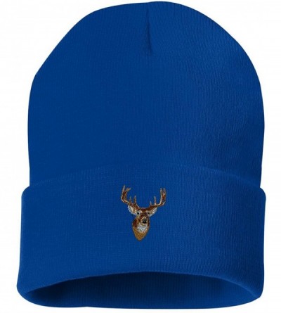 Skullies & Beanies Whitetail Deer Head Custom Personalized Embroidery Embroidered Beanie - Royal Blue - CN12NDWEAUX $19.34