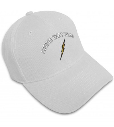 Baseball Caps Custom Baseball Cap Lightning Bolt Embroidery Acrylic Dad Hats for Men & Women - White - C118SDK30E7 $12.91