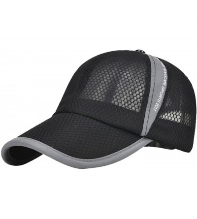 Bucket Hats Unisex Mesh Brim Tennis Cap Outside Sunscreen Quick Dry Adjustable Baseball Hat - A-black - CG183KD52OT $26.95