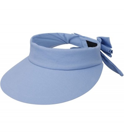 Sun Hats Women's Sportswear Sweat Absorbent Visor Hat w/Ribbon Bow - Sky Blue - CZ18C5T6RZN $27.02