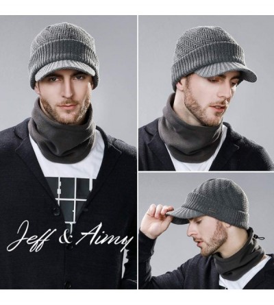 Skullies & Beanies Wool Visor Beanie for Men Winter Knit Hat Scarf Sets Neck Mask - 69311grey - C518XEOA839 $22.37
