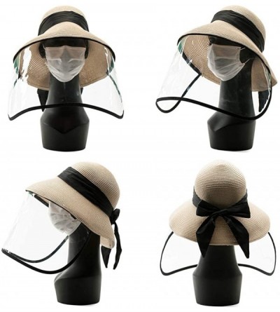 Sun Hats Floppy Straw Sun Hat UPF 50 Wide Brim Beach Summer Hats Packable - (Hat + Detachable Face Shield)_00763beige - CY199...