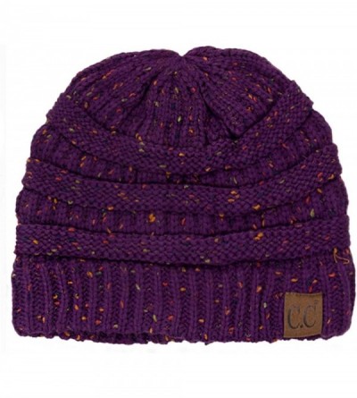 Skullies & Beanies Unisex Confetti Ribbed Cable Knit Thick Soft Warm Winter Beanie Hat - Purple - CJ18QLCGXX4 $15.44