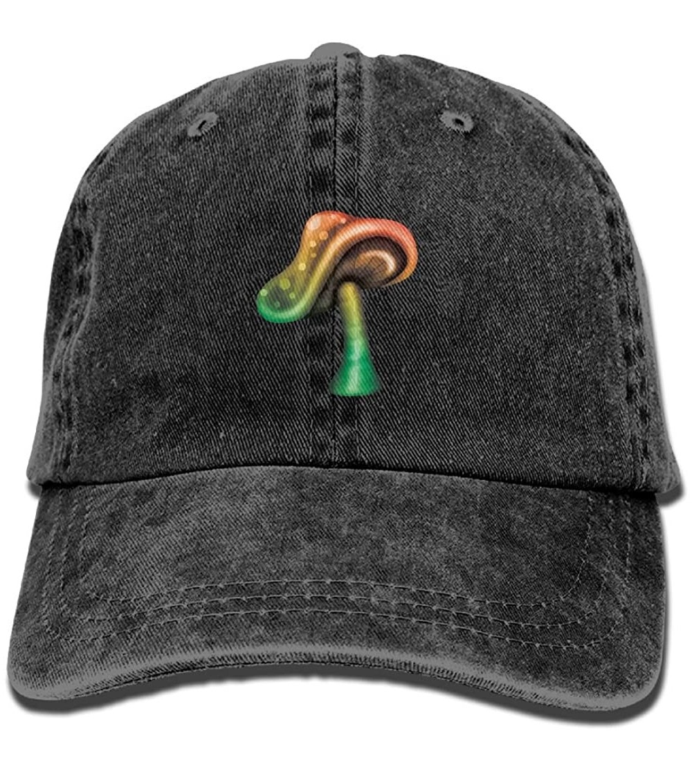Baseball Caps Magic Mushrooms Unisex Washed Twill Cotton Baseball Cap Classic Adjustable Hip Hop Hat for Outdoor - Black - CO...