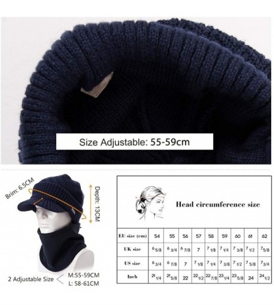 Skullies & Beanies Wool Visor Beanie for Men Winter Knit Hat Scarf Sets Neck Mask - 69311grey - C518XEOA839 $22.37
