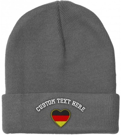 Skullies & Beanies Custom Beanie for Men & Women Heart Germany Flag Embroidery Skull Cap Hat - Light Grey - CH18ZS3D3MT $31.86