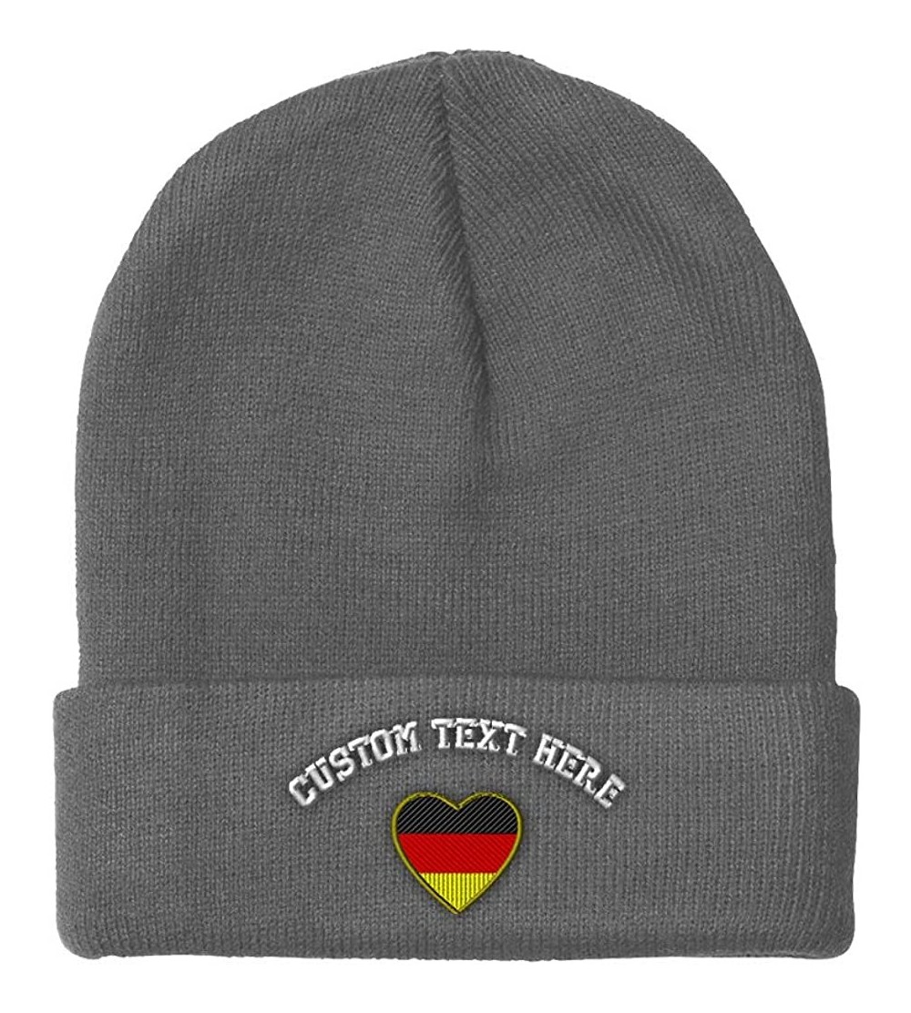 Skullies & Beanies Custom Beanie for Men & Women Heart Germany Flag Embroidery Skull Cap Hat - Light Grey - CH18ZS3D3MT $16.58