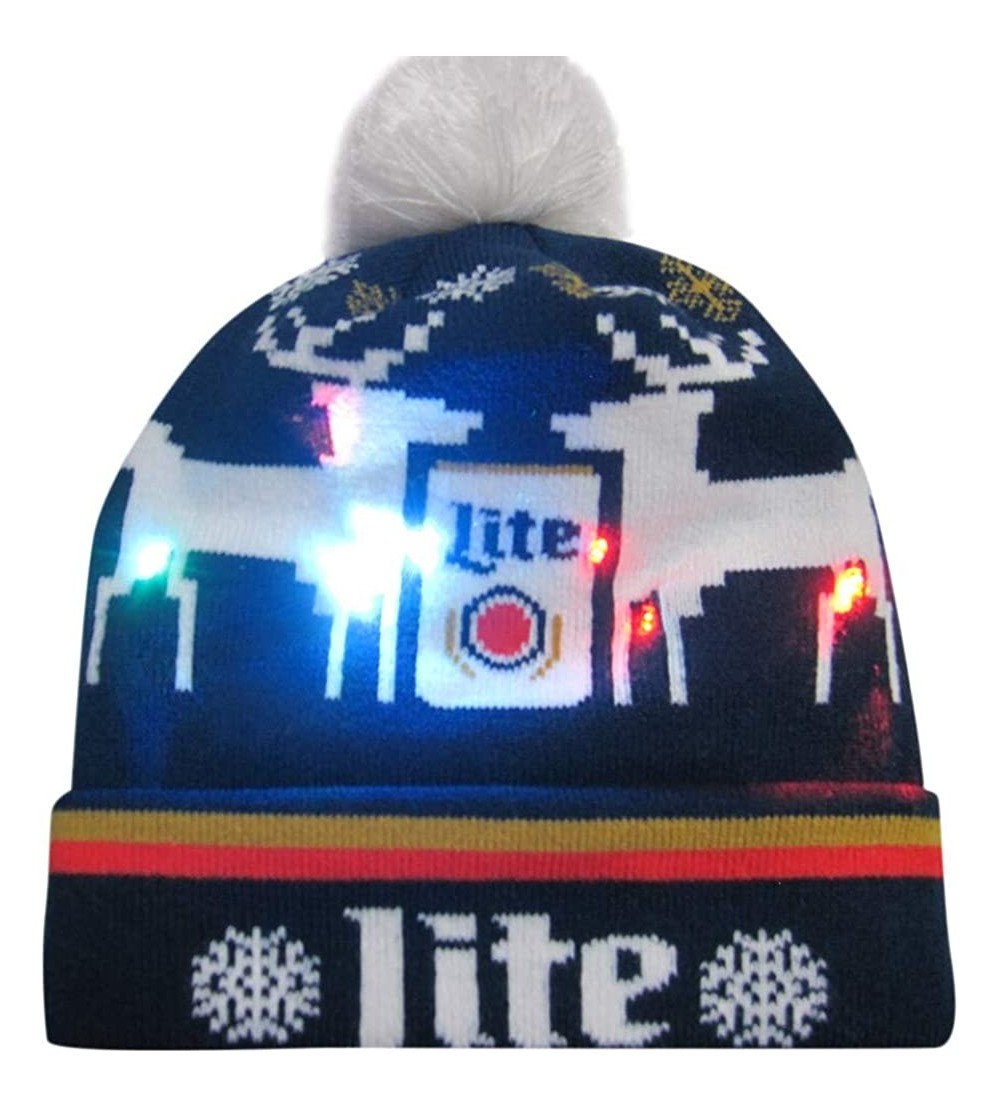 Baseball Caps Christmas Novelty Beanie Cap LED Light-up Ugly Knitted Sweater Xmas Hat - A - CJ18L7R6ENG $8.32