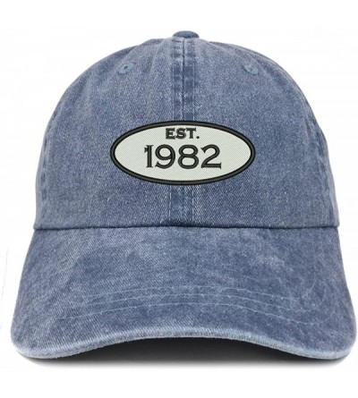 Baseball Caps Established 1982 Embroidered 38th Birthday Gift Pigment Dyed Washed Cotton Cap - Navy - C6180N0D7HZ $33.26