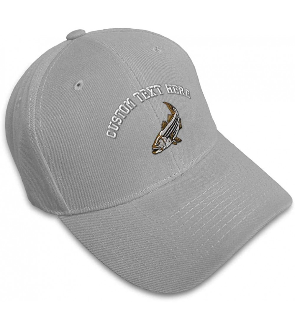 Baseball Caps Custom Baseball Cap Striped Bass Embroidery Acrylic Dad Hats for Men & Women - Gray - CI18SE2UTGC $41.72