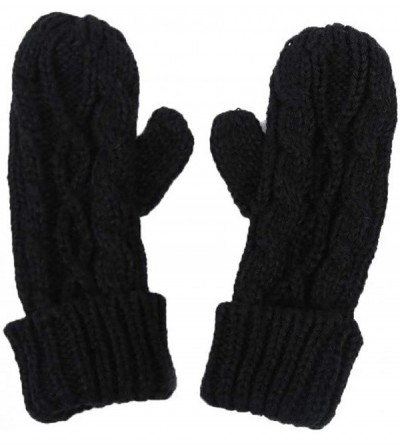 Skullies & Beanies Hat Scarf Gloves 3pcs Sets Autumn Winter Women's Hat Caps Knitted Warm Scarf - Black - C318L7GTM8D $13.23