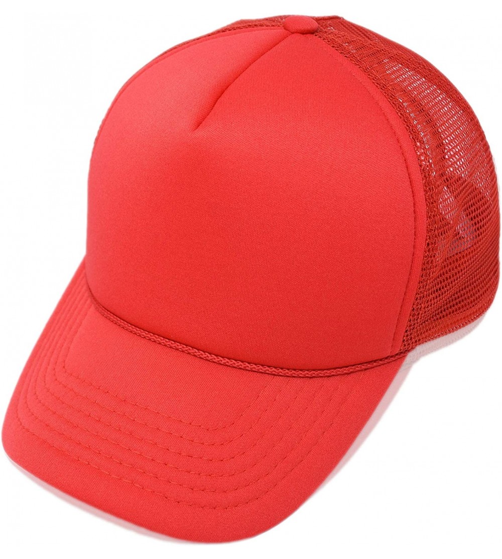 Baseball Caps Trucker Hat Mesh Cap Solid Colors Lightweight with Adjustable Strap Small Braid - Red - CV11GE85OC3 $7.53