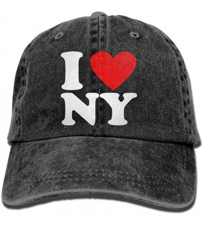 Baseball Caps Men's/Women's Adjustable Denim Fabric Baseball Caps I Love NY New York Plain Cap - Black - C618IGO2C5Q $12.86