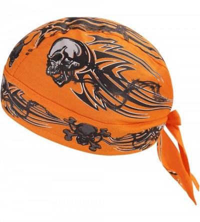 Skullies & Beanies Protection Sweatband Headband Breathable Halloween - Orange Skeleton - CI199ANGR5E $19.67