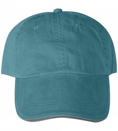 Baseball Caps Solid Low-Profile Sandwich Trim Pigment-Dyed Twill Cap (166) - Aqua - CT11F0G5M9F $11.20