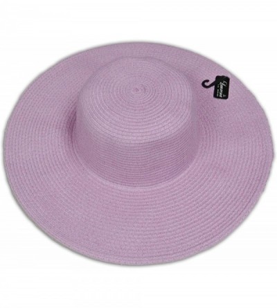 Sun Hats Women Colorful Derby Large Floppy Folderable Straw Beach Hat - Lavander - CE11K53ZCZ7 $8.49