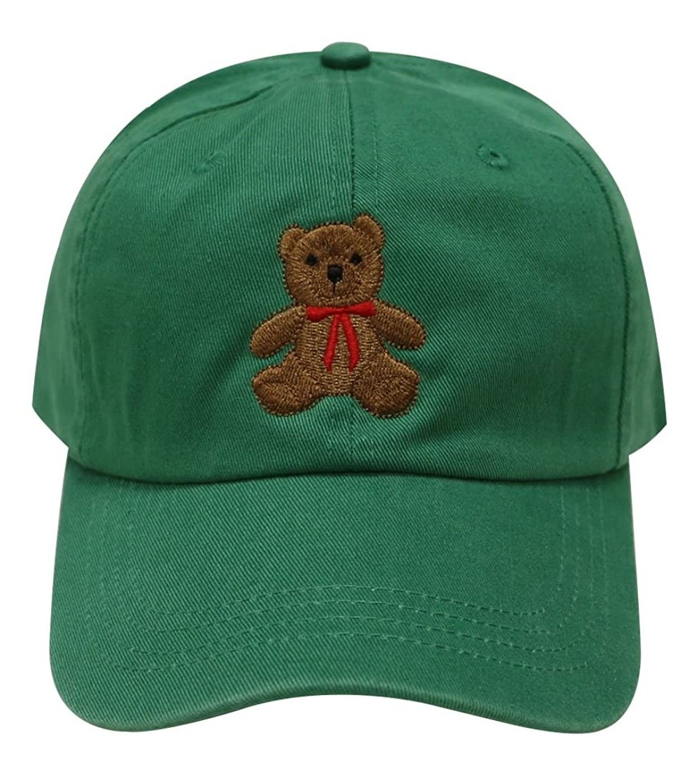 Baseball Caps Teddy Bear Cotton Baseball Cap - Kelly Green - CG12LC6Z1T7 $11.20