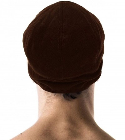 Newsboy Caps Men's Winter 100% Soft Wool Earflaps Solid Ivy Driver Golf Cabby Cap Hat - Brown - CV18ZO4DE9R $14.69