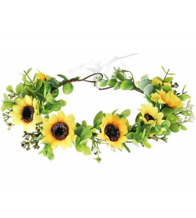 Headbands Sunflower Crown Floral Flower Crown Hair Accessories - Sunflower/Leaf - CJ18ZK20447 $11.24