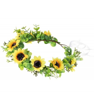 Headbands Sunflower Crown Floral Flower Crown Hair Accessories - Sunflower/Leaf - CJ18ZK20447 $11.24