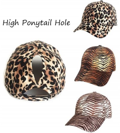 Baseball Caps Cotton Adjustable Baseball Cap High Messy Bun Ponytail Mesh Tracker Hats for Women - Leopard 01 - CX18GQLER8Q $...