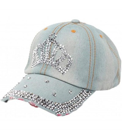 Baseball Caps Caps- Vintage Women Diamond Jean Hat Denim Baseball Flat Cap - E - CI12GGTV559 $20.86