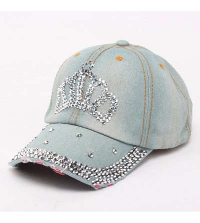 Baseball Caps Caps- Vintage Women Diamond Jean Hat Denim Baseball Flat Cap - E - CI12GGTV559 $9.01