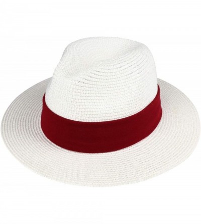Sun Hats Women Straw Panama Hat Felt Fedora Beach Sun Hat Vintage Headband Wide Brim Straw Roll up Hat UPF 30+ - CB1947GZ8DS ...