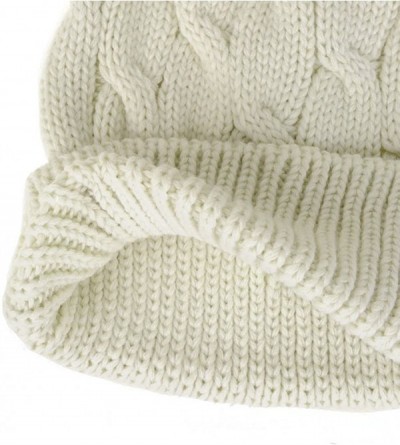 Skullies & Beanies Knitted Twisted Cable Bobble Pom Beanie Hat Slouchy AC5474 - White - CE12N9J6YYU $15.47