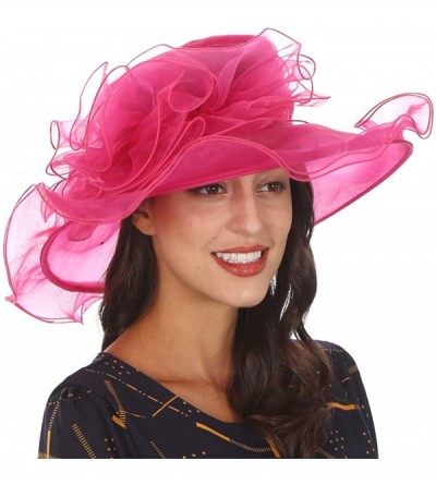 Sun Hats Women's Church Derby Dresses Hats for Kentucky Tea Party Weddings-Ladies Wide Brim Cap-S019 - Magenta - C318NATCUSY ...