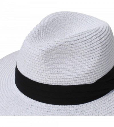 Sun Hats Women Straw Panama Hat Felt Fedora Beach Sun Hat Vintage Headband Wide Brim Straw Roll up Hat UPF 30+ - CB1947GZ8DS ...