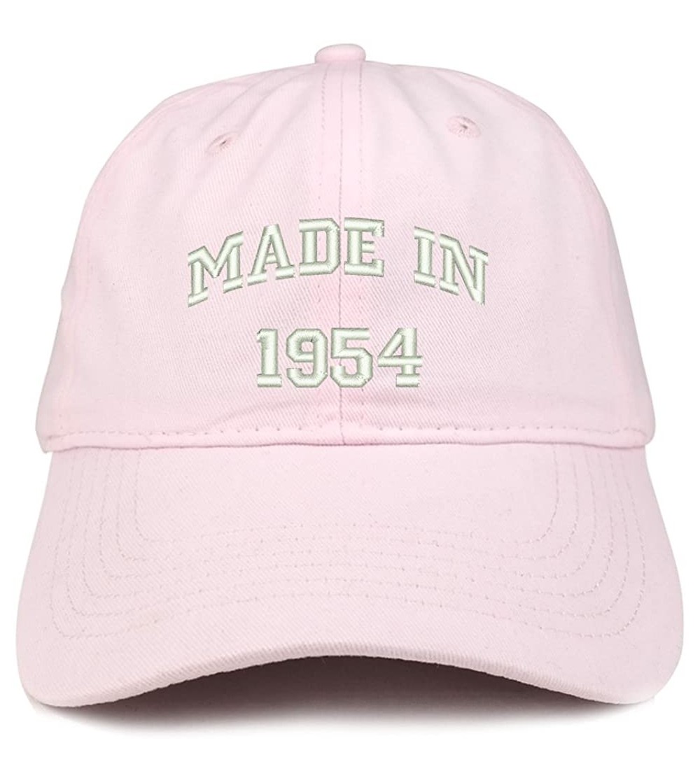 Baseball Caps Made in 1954 Text Embroidered 66th Birthday Brushed Cotton Cap - Light Pink - CT18C9WY8TG $13.38