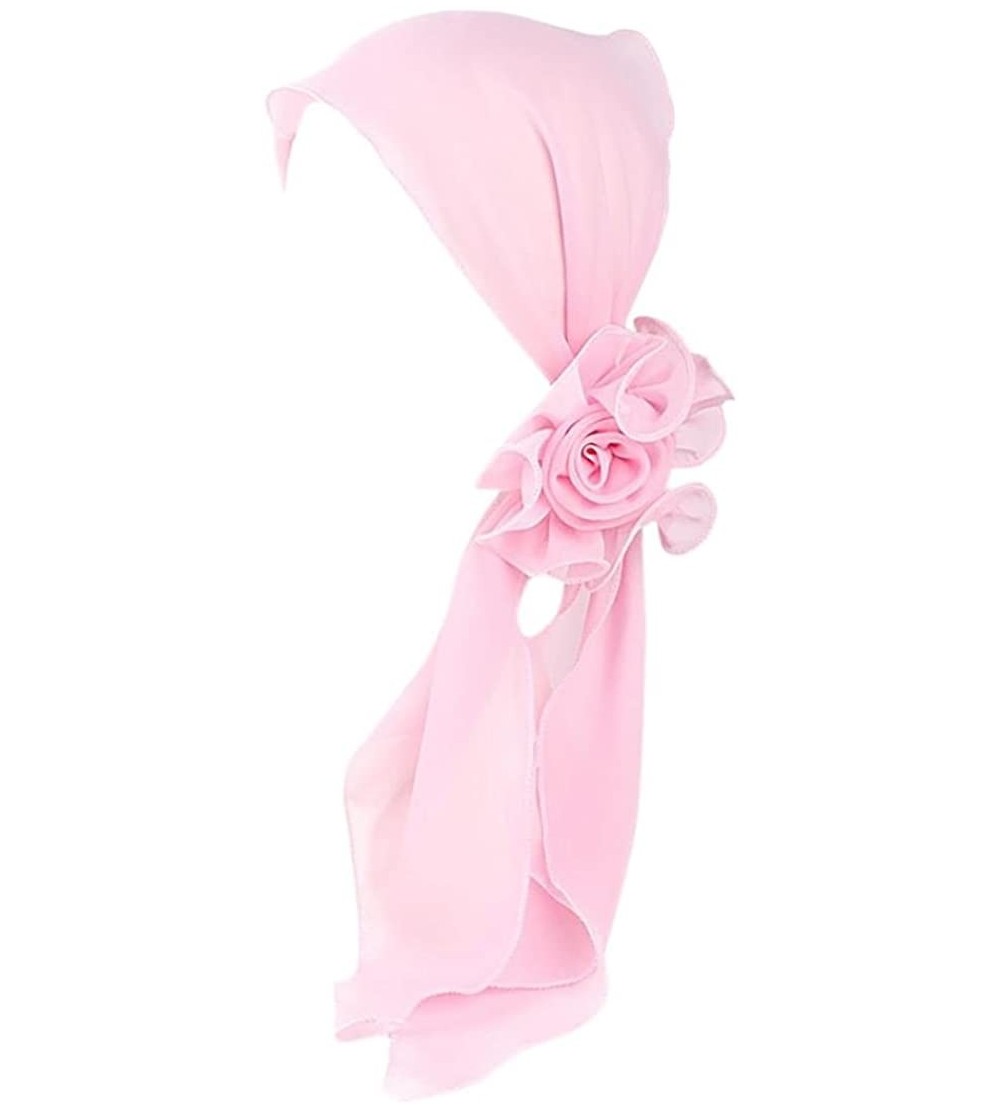 Skullies & Beanies Women India Muslim Vintage Floral Head Scarf Hat Stretch Turban Wrap Cap - Pink - CJ18GDI22SN $11.04