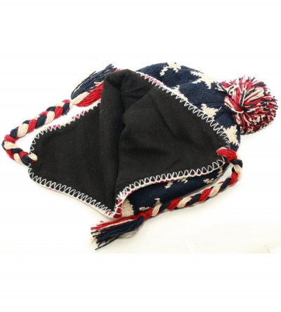 Skullies & Beanies USA American Flag Knit Winter Hat Cap Poms Tie Up Patriotic - CM11PM3TKU3 $15.22