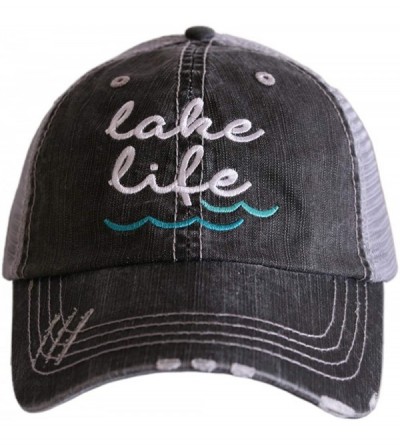 Baseball Caps Lake Life Baseball Cap - Trucker Hat for Women - Stylish Cute Sun Hat - Gray Blue Waves - CT195ZXN5EH $22.25