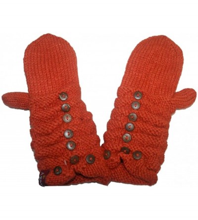 Skullies & Beanies Trendy Ribbed Wool Knit Warm Oversized Chunky Soft Fleece Lined Slouchy Beanie Mitten Hat - Rust Multi - C...