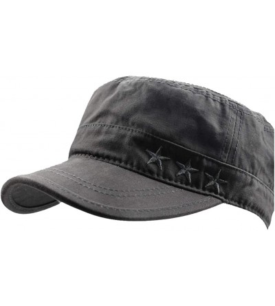 Baseball Caps Mens Washed Cotton Flat Top Baseball Corps Military Army Twill Cap Hat Visor - Gray - CQ186O952UY $8.78