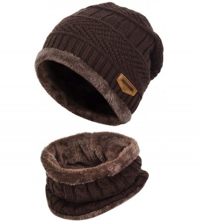 Skullies & Beanies Womens Mens Winter Hat Warm Thick Beanie Cap Scarf for Winter Knit Ski Beanies - Coffe - C218Y0N5O8X $10.98