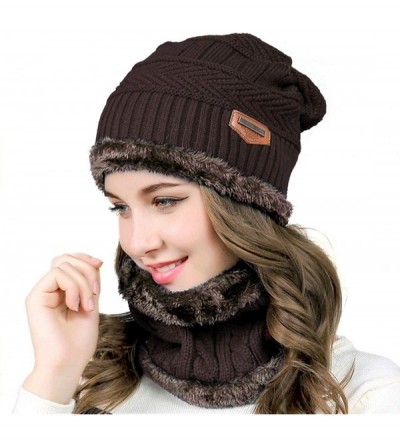 Skullies & Beanies Womens Mens Winter Hat Warm Thick Beanie Cap Scarf for Winter Knit Ski Beanies - Coffe - C218Y0N5O8X $10.98