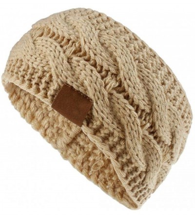 Headbands Soft Elastic Wool Knit Winter Headband Women Fashion Wide Stretch Hair Band Headwear - Beige - CS1943T6RRI $15.59