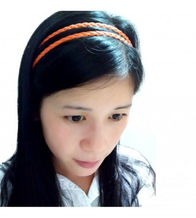 Headbands Fashion Women Girls Leather Woven Hair Band Double Braided Headband (orange) - orange - CL12B1XIXTL $8.10
