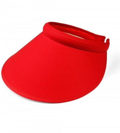 Sun Hats Women's Summer Sun UV Protection Visor Wide Brim Clip on Beach Pool Golf Cap Hat - Red - CO189XMAU0S $25.86