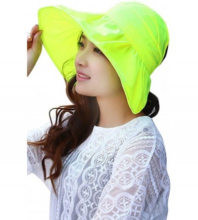 Sun Hats Summer Floppy Big Brim Lace Beach Cap UPF 50+ Waterproof Fishing Sun Hat for Women Packable - Yellow - CR11ZHPMH4R $...
